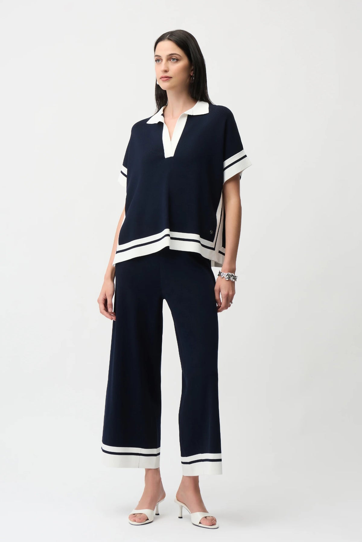 Joseph Ribkoff Viscose Blend Boxy Top With Stripe Detail