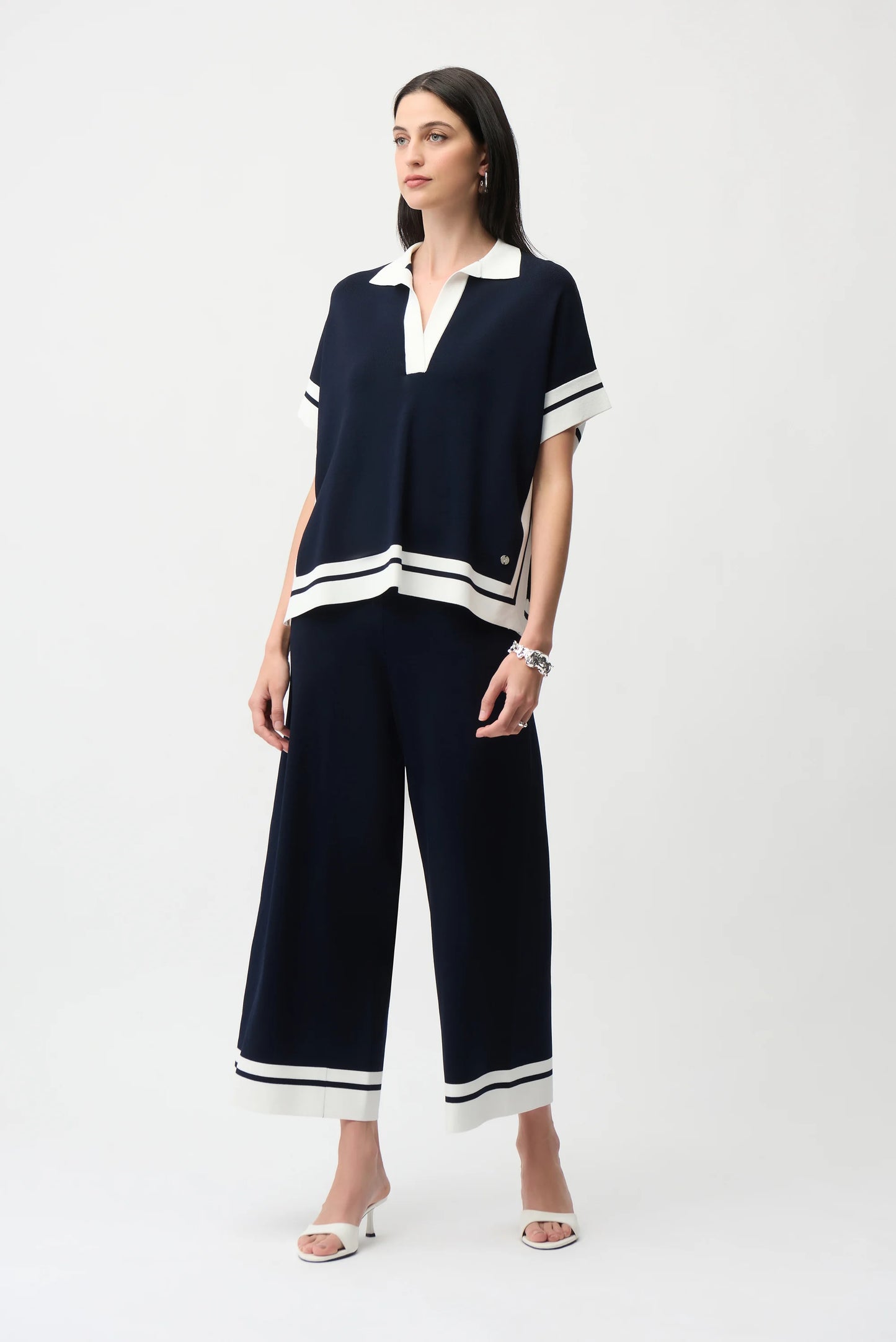 Viscose Blend Culotte Trouser With Stripe Detail - Lucindas on-line