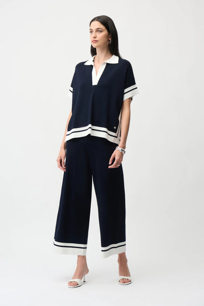 Viscose Blend Culotte Trouser With Stripe Detail - Lucindas on-line