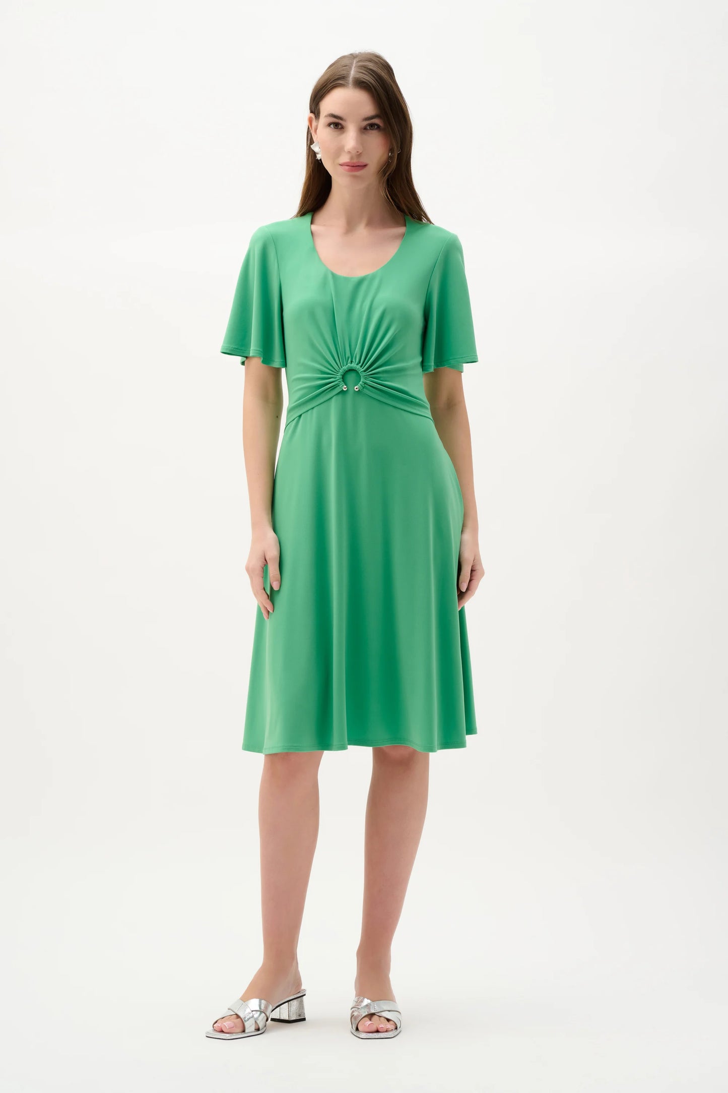 Navy Fit And Flare Dress With Bell Sleeves - Lucindas on-line