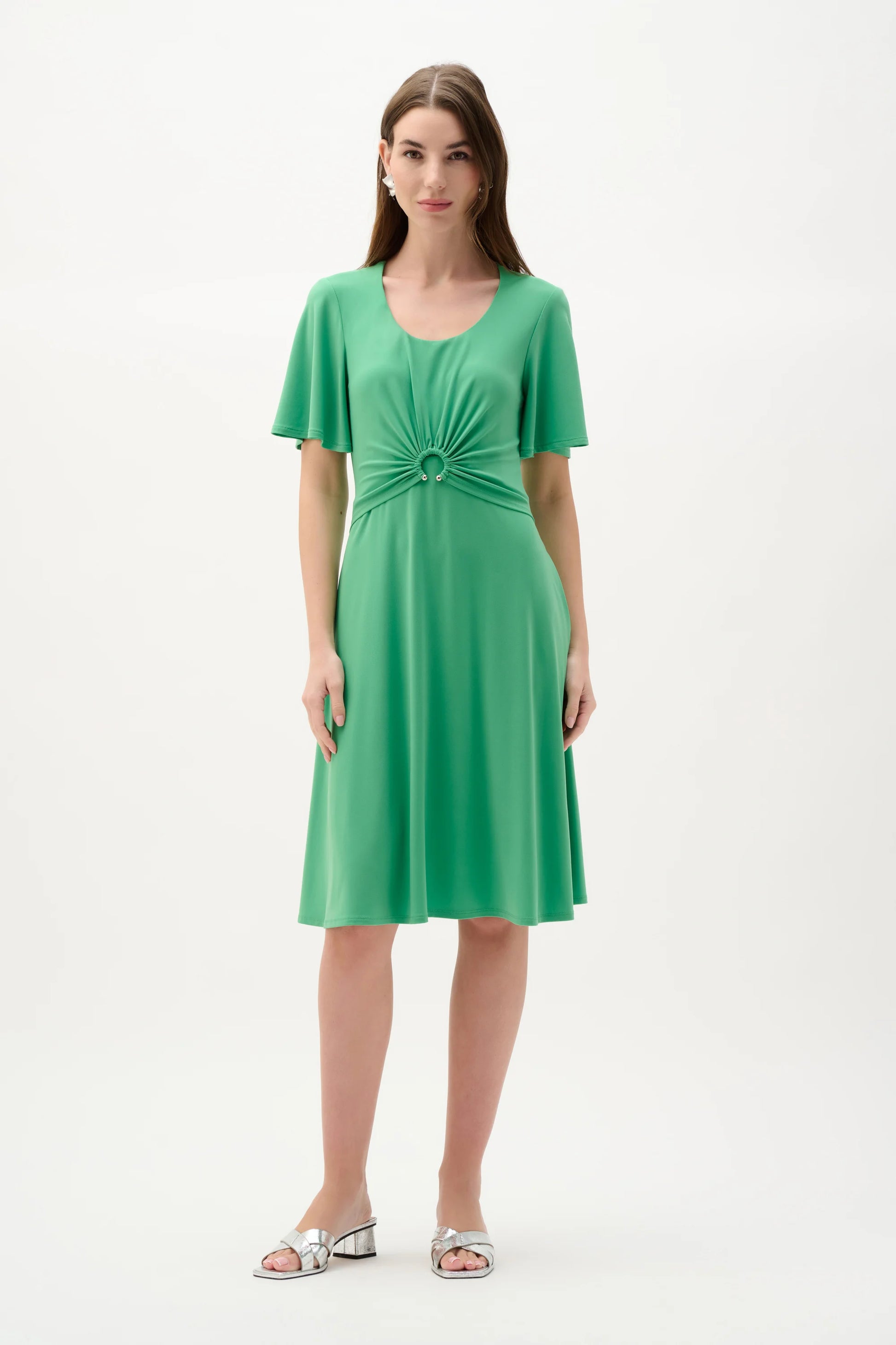 Navy Fit And Flare Dress With Bell Sleeves - Lucindas on-line