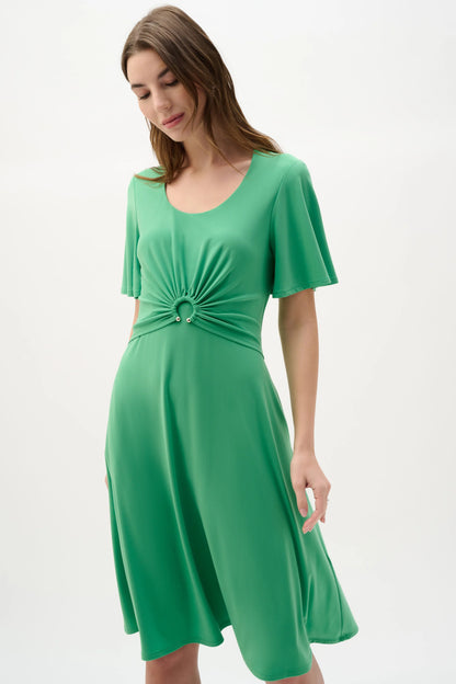 Navy Fit And Flare Dress With Bell Sleeves - Lucindas on-line