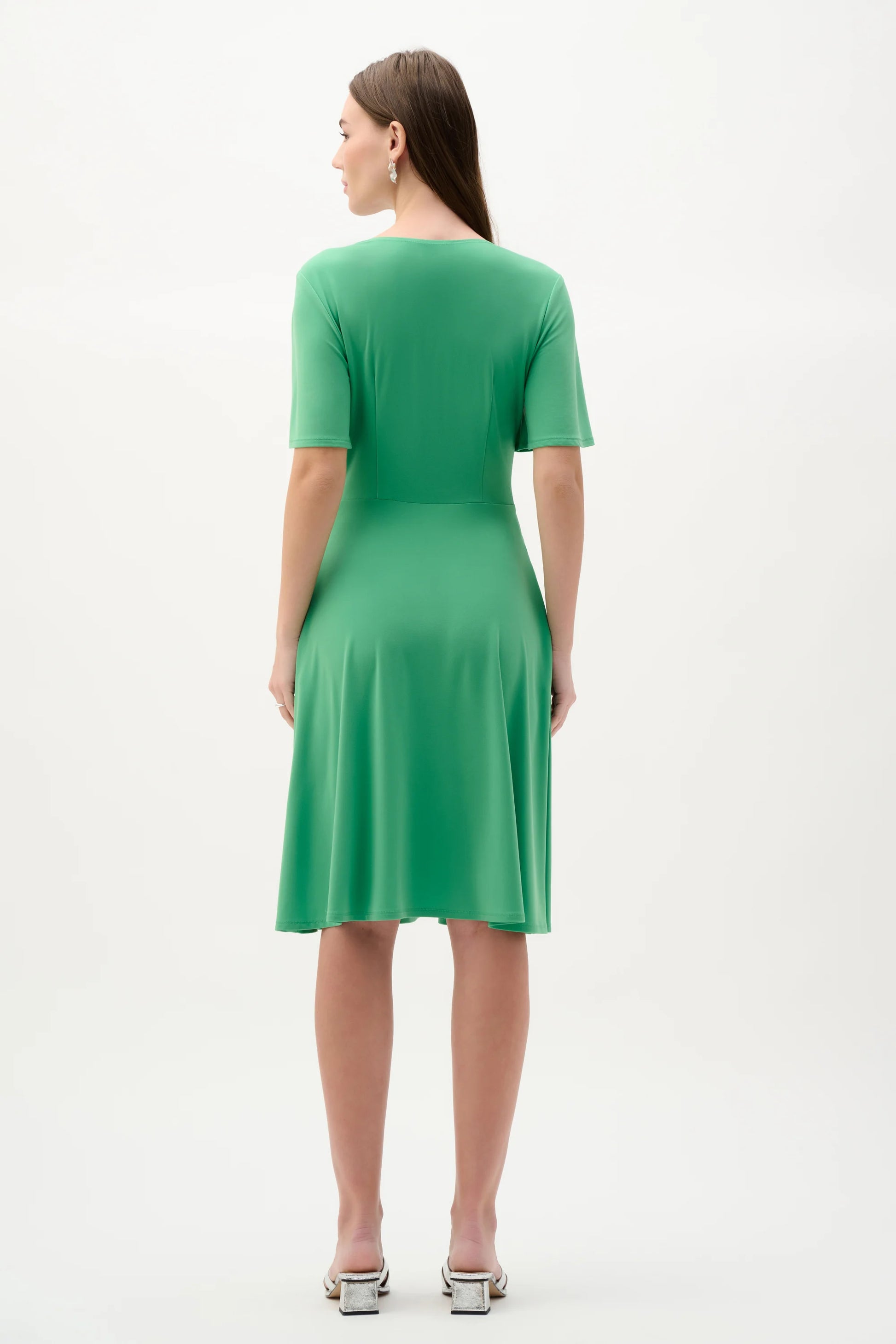 Navy Fit And Flare Dress With Bell Sleeves - Lucindas on-line