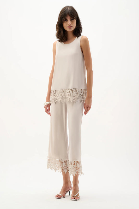 Joseph Ribkoff Sleeveless Top With Guipure Lace Hem