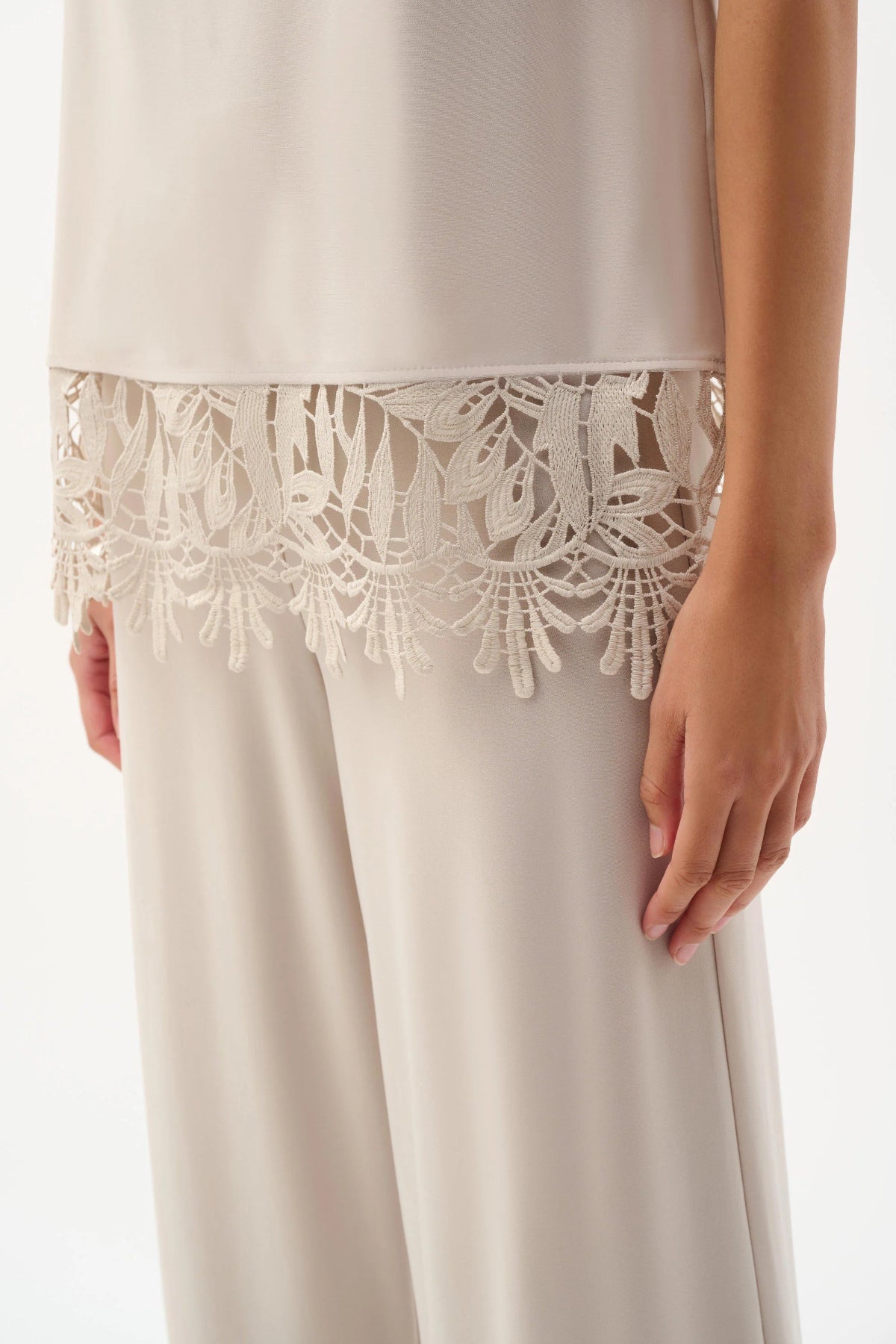 Joseph Ribkoff Sleeveless Top With Guipure Lace Hem