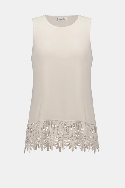 Joseph Ribkoff Sleeveless Top With Guipure Lace Hem