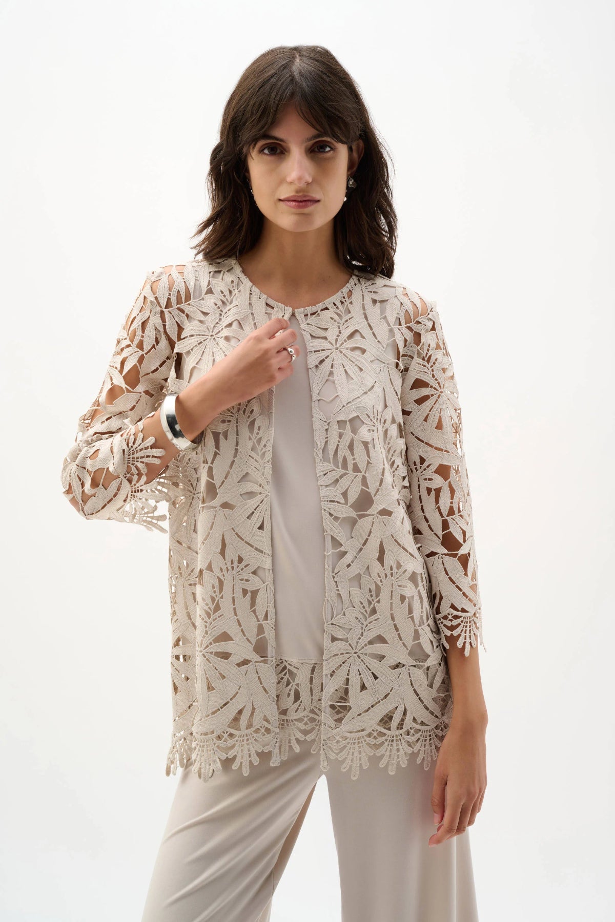 Joseph Ribkoff Guipure Lace Straight Jacket