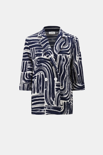 Joseph Ribkoff Seersucker Abstract Print Double-Breasted Blazer
