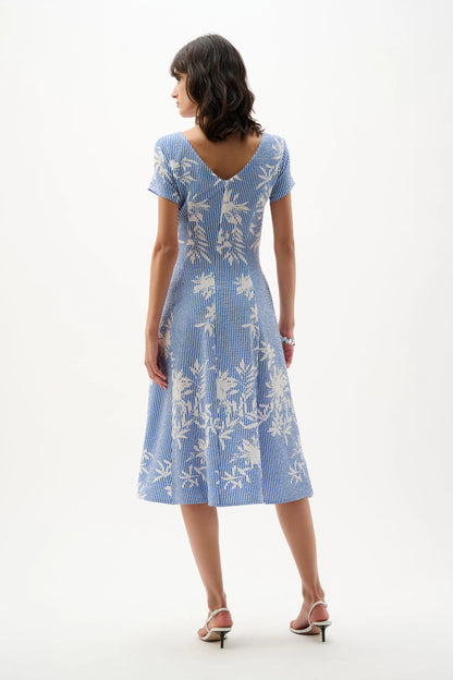 Joseph Ribkoff Seersucker Floral Print Fit And Flare Dress