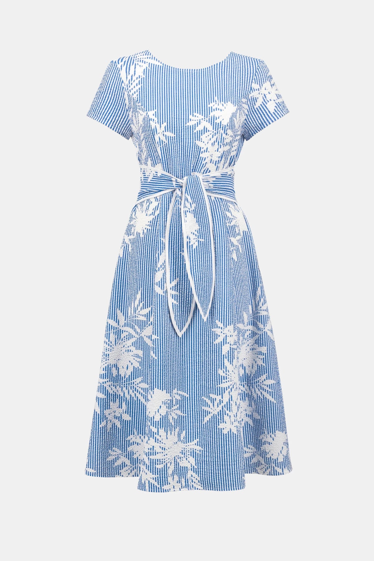 Joseph Ribkoff Seersucker Floral Print Fit And Flare Dress