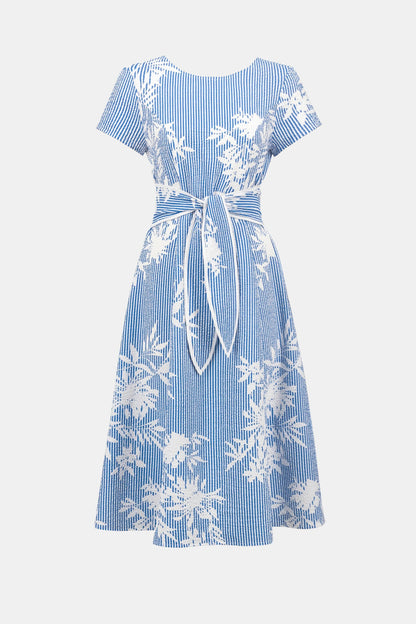 Joseph Ribkoff Seersucker Floral Print Fit And Flare Dress