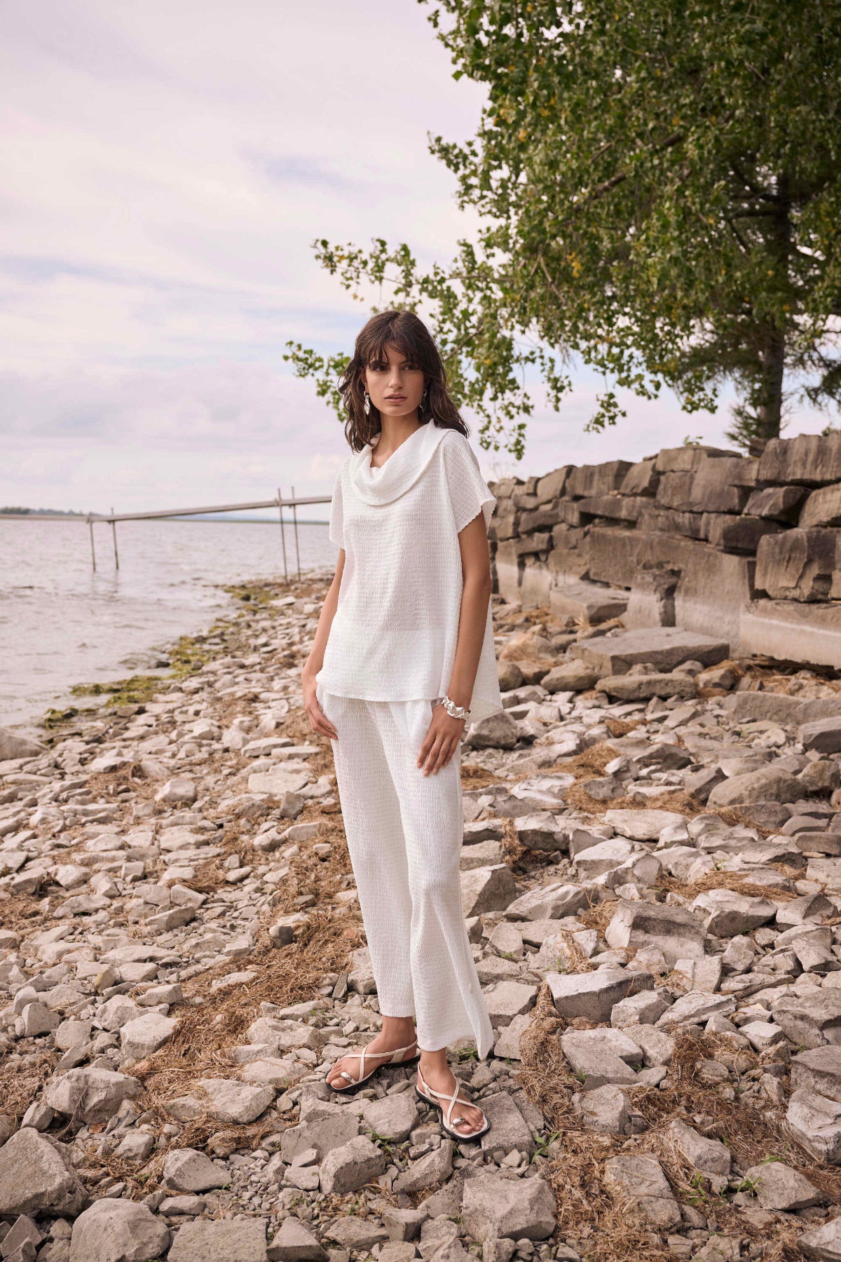 Joseph Ribkoff Textured Wide Leg Pull-On Culottes Trousers