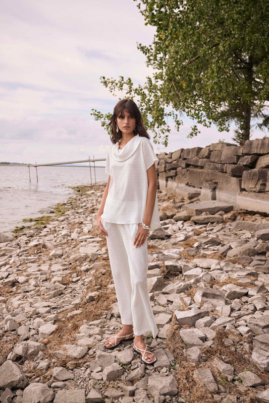 Joseph Ribkoff Textured Wide Leg Pull-On Culottes Trousers