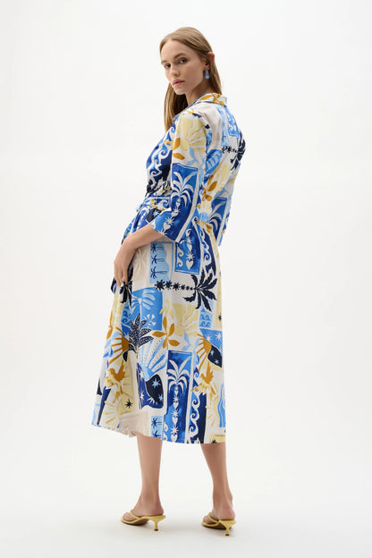 Joseph Ribkoff Tropical Print A-Line Wrap Dress