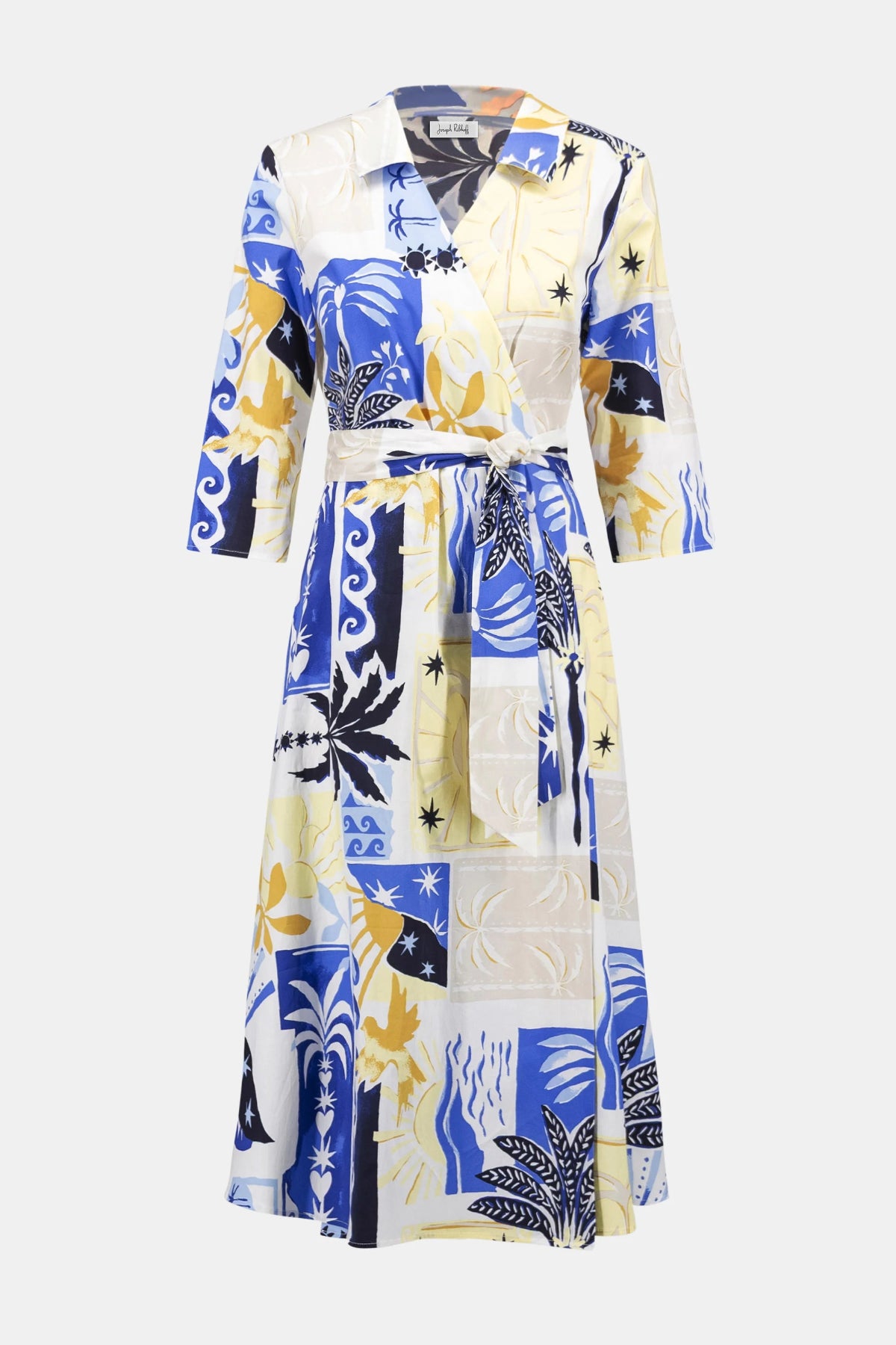 Joseph Ribkoff Tropical Print A-Line Wrap Dress