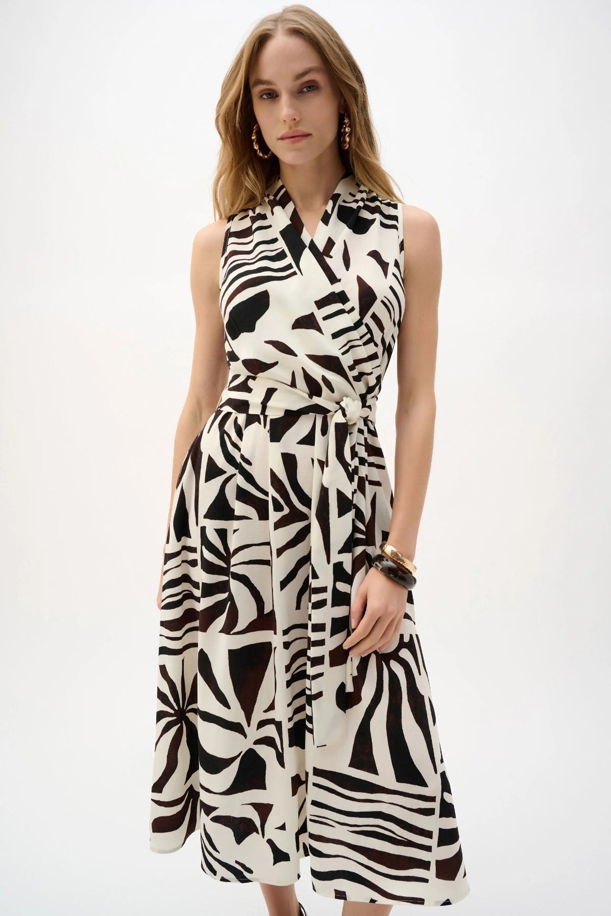 Joseph Ribkoff Tropical Print Fit And Flare Wrap Dress