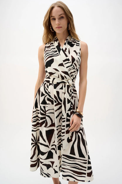 Joseph Ribkoff Tropical Print Fit And Flare Wrap Dress