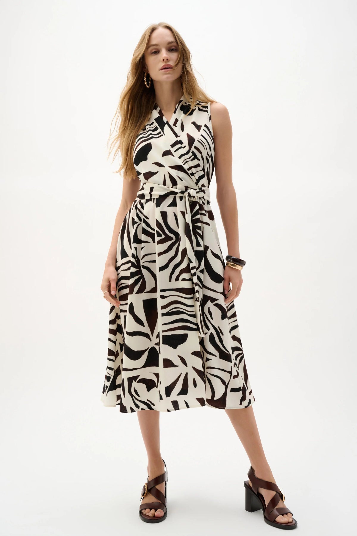 Joseph Ribkoff Tropical Print Fit And Flare Wrap Dress