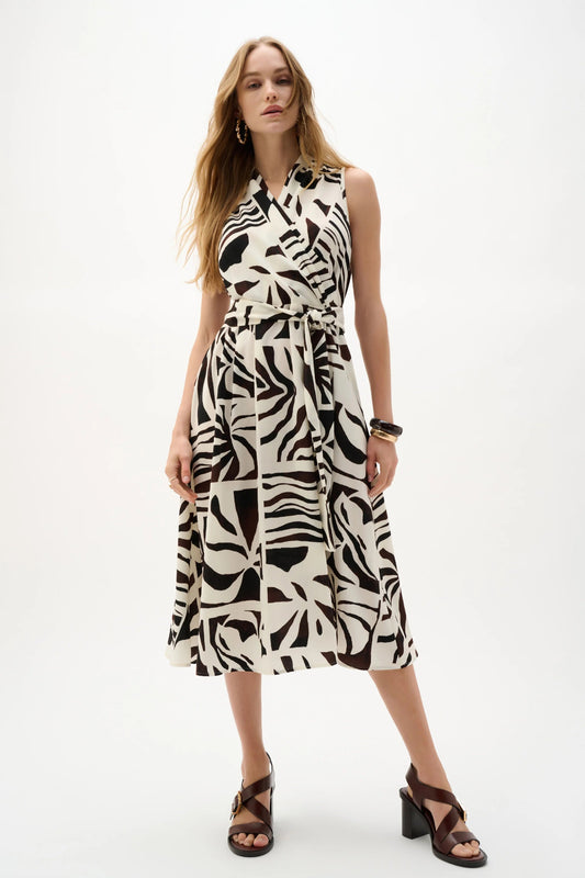 Joseph Ribkoff Tropical Print Fit And Flare Wrap Dress