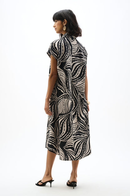 Joseph Ribkoff Cotton Poplin Abstract Print Trapeze Dress