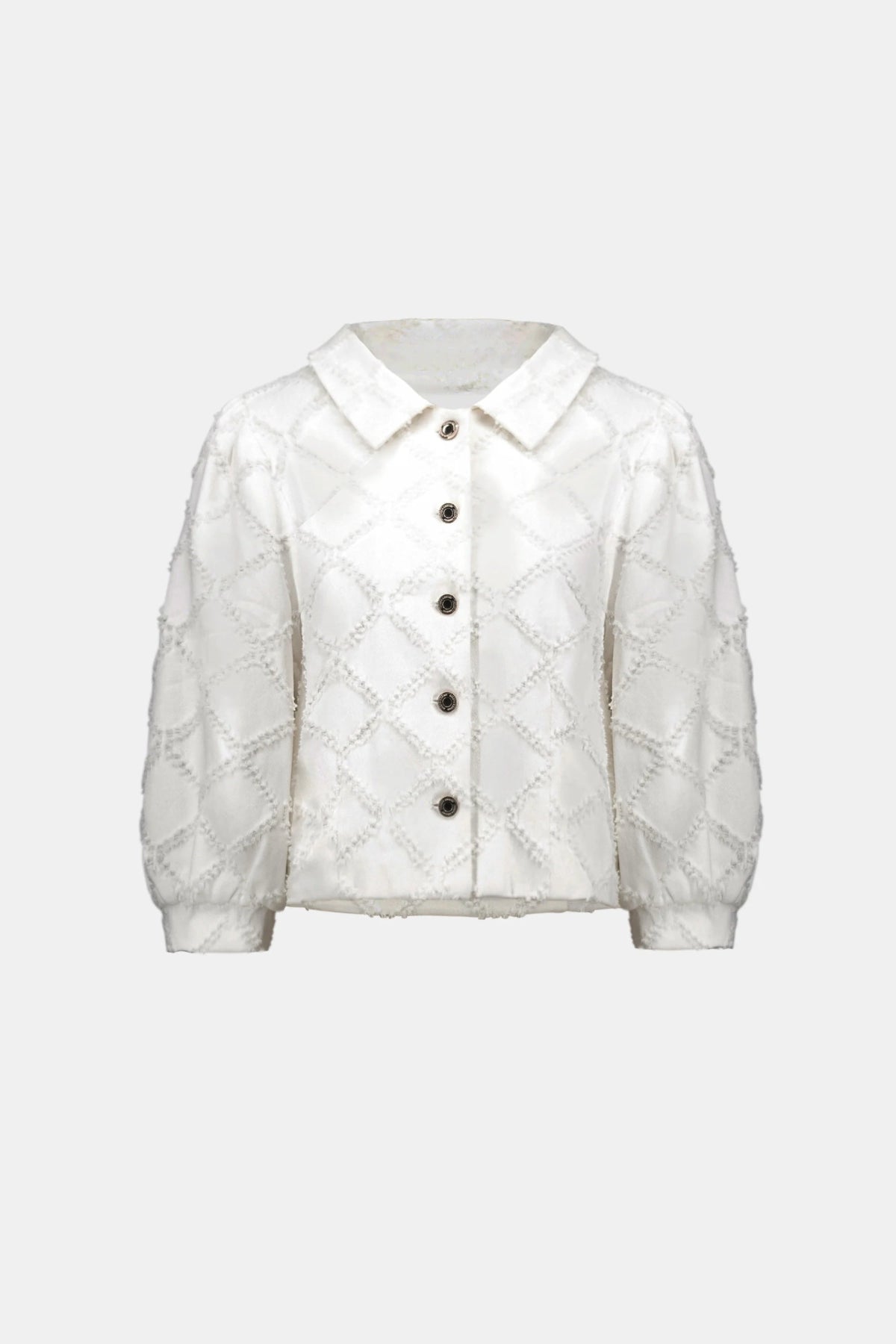 Joseph Ribkoff White Cotton Jacket with  Balloon Sleeves