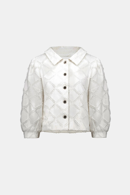 Joseph Ribkoff White Cotton Jacket with  Balloon Sleeves