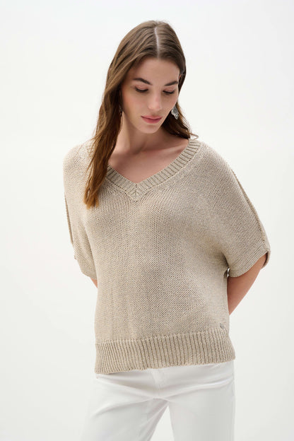 Joseph Ribkoff Lurex Sweater Knit Relaxed Top