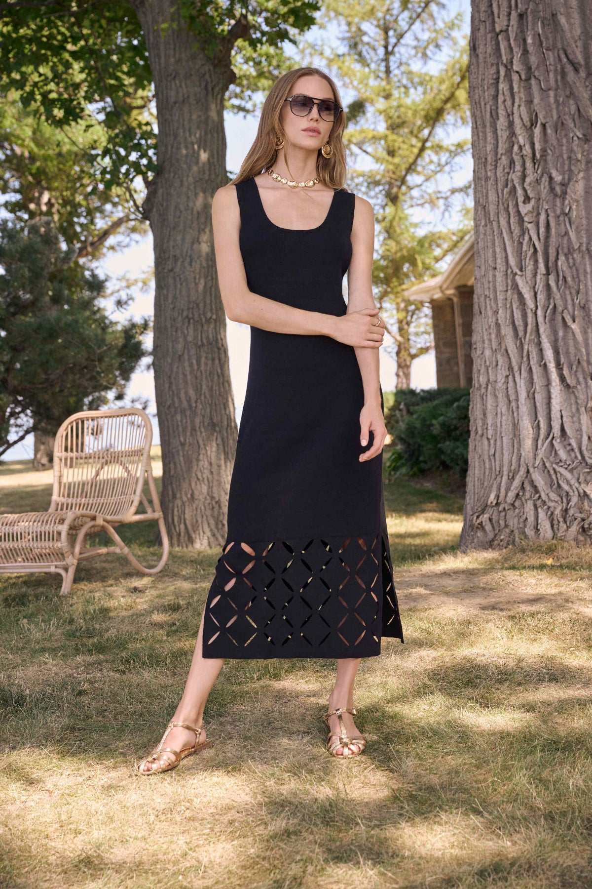 Joseph Ribkoff Sweater Knit Sleeveless Dress with Cutout Detail