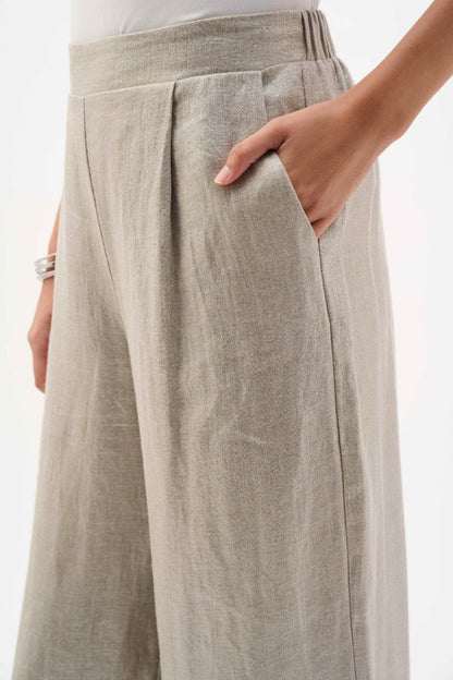 Joseph Ribkoff Foiled Linen Pull-On Wide Leg Trousers