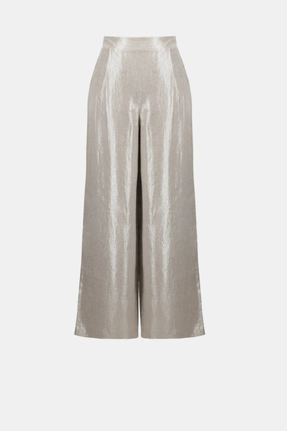 Joseph Ribkoff Foiled Linen Pull-On Wide Leg Trousers