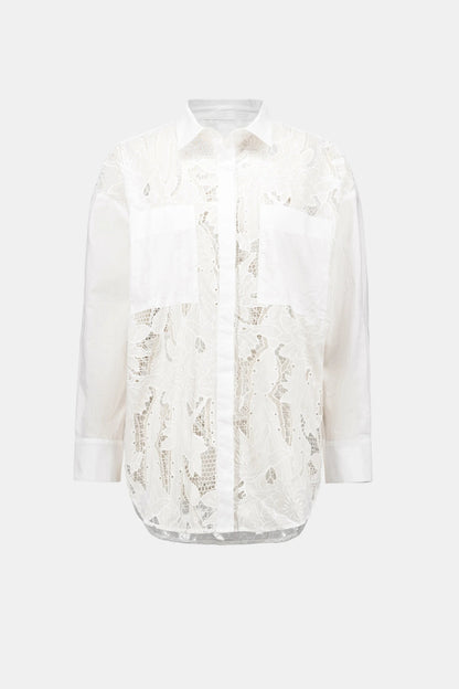 Joseph Ribkoff Cotton Lace Boxy Shirt With Embroidery