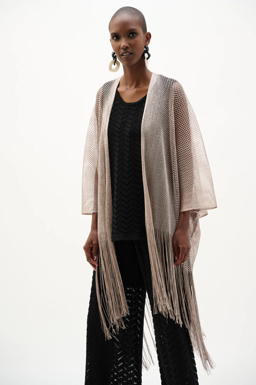 Open Stitch Draped Cover-Up With Fringe Style - Lucindas on-line