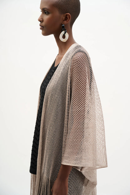 Open Stitch Draped Cover-Up With Fringe Style