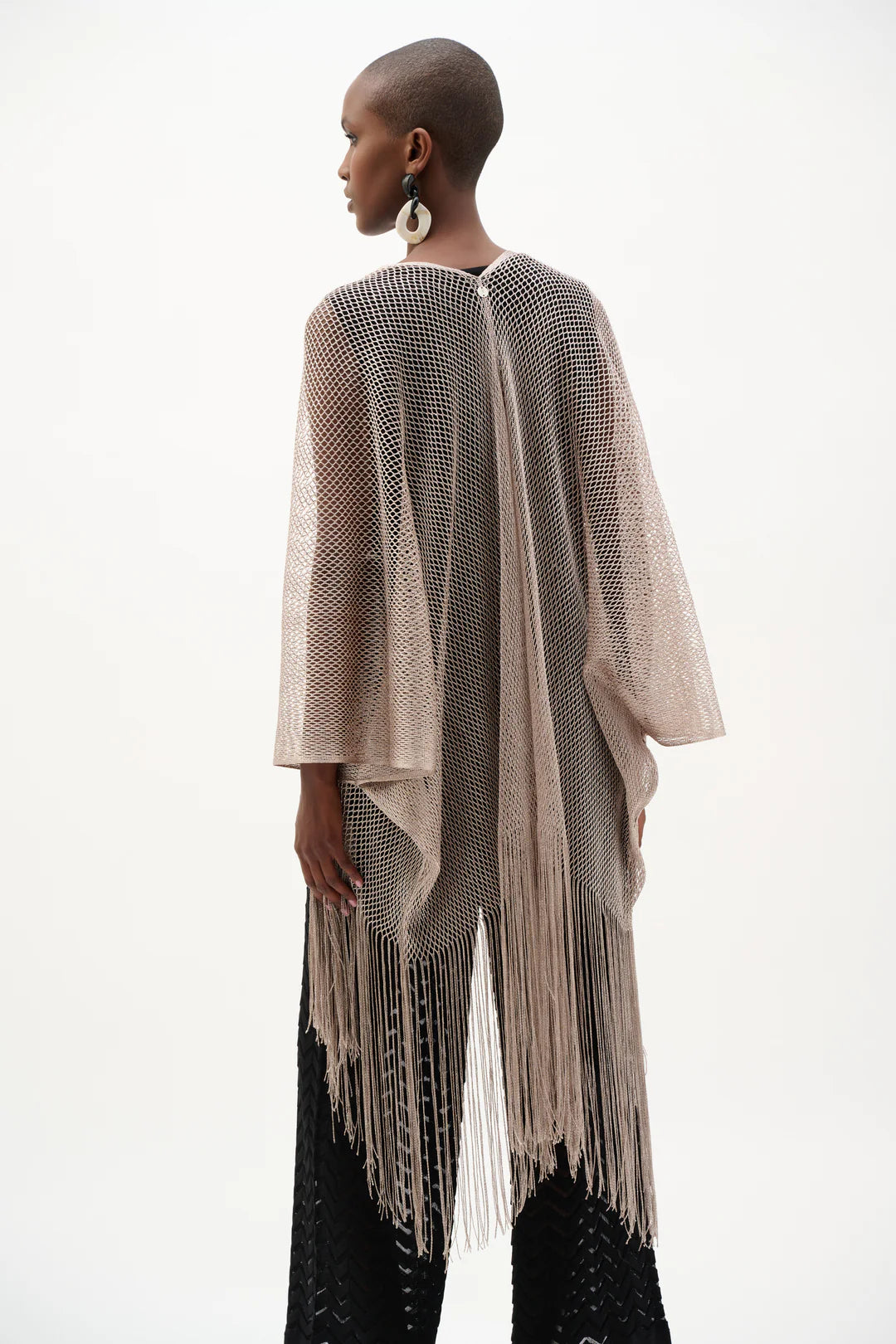 Open Stitch Draped Cover-Up With Fringe Style