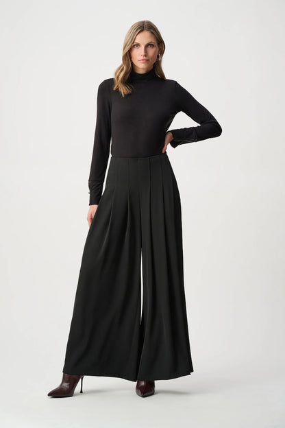 Woven Twill Wide-Leg Trousers