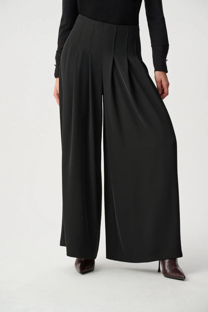 Woven Twill Wide-Leg Trousers