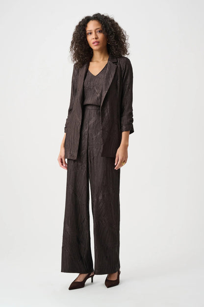 Pleated Satin Open Blazer