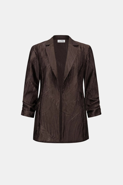 Pleated Satin Open Blazer