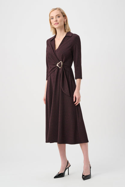 Herringbone Fit And Flare Wrap Dress