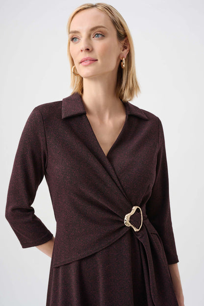 Herringbone Fit And Flare Wrap Dress