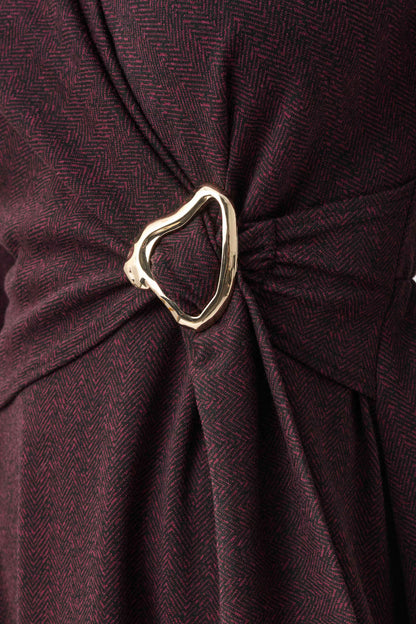 Herringbone Fit And Flare Wrap Dress