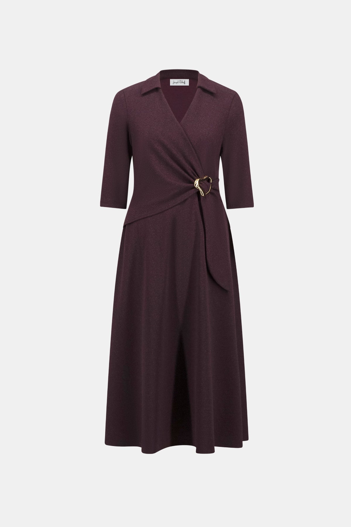 Herringbone Fit And Flare Wrap Dress