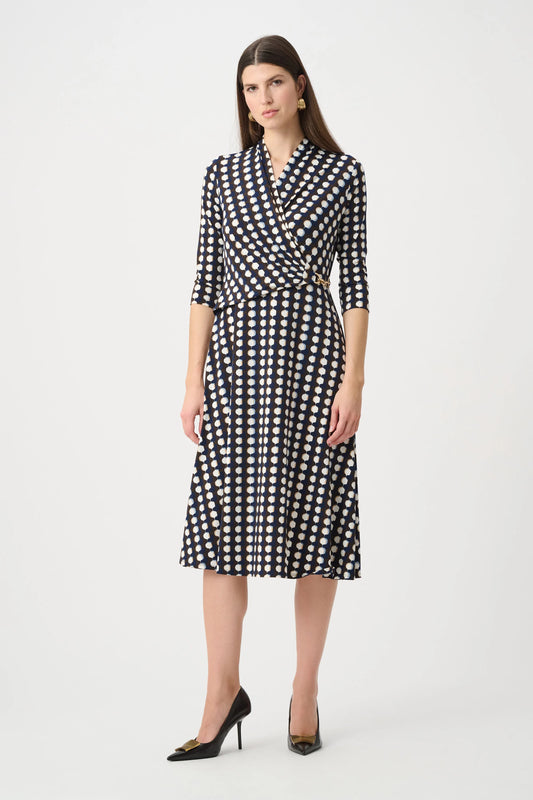 Geometric Print Fit And Flare Wrap Dress