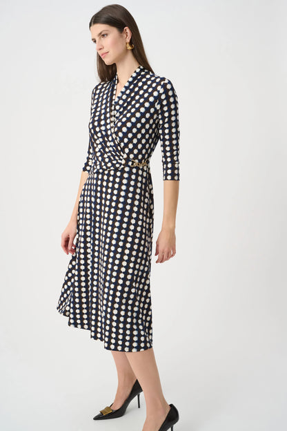 Geometric Print Fit And Flare Wrap Dress