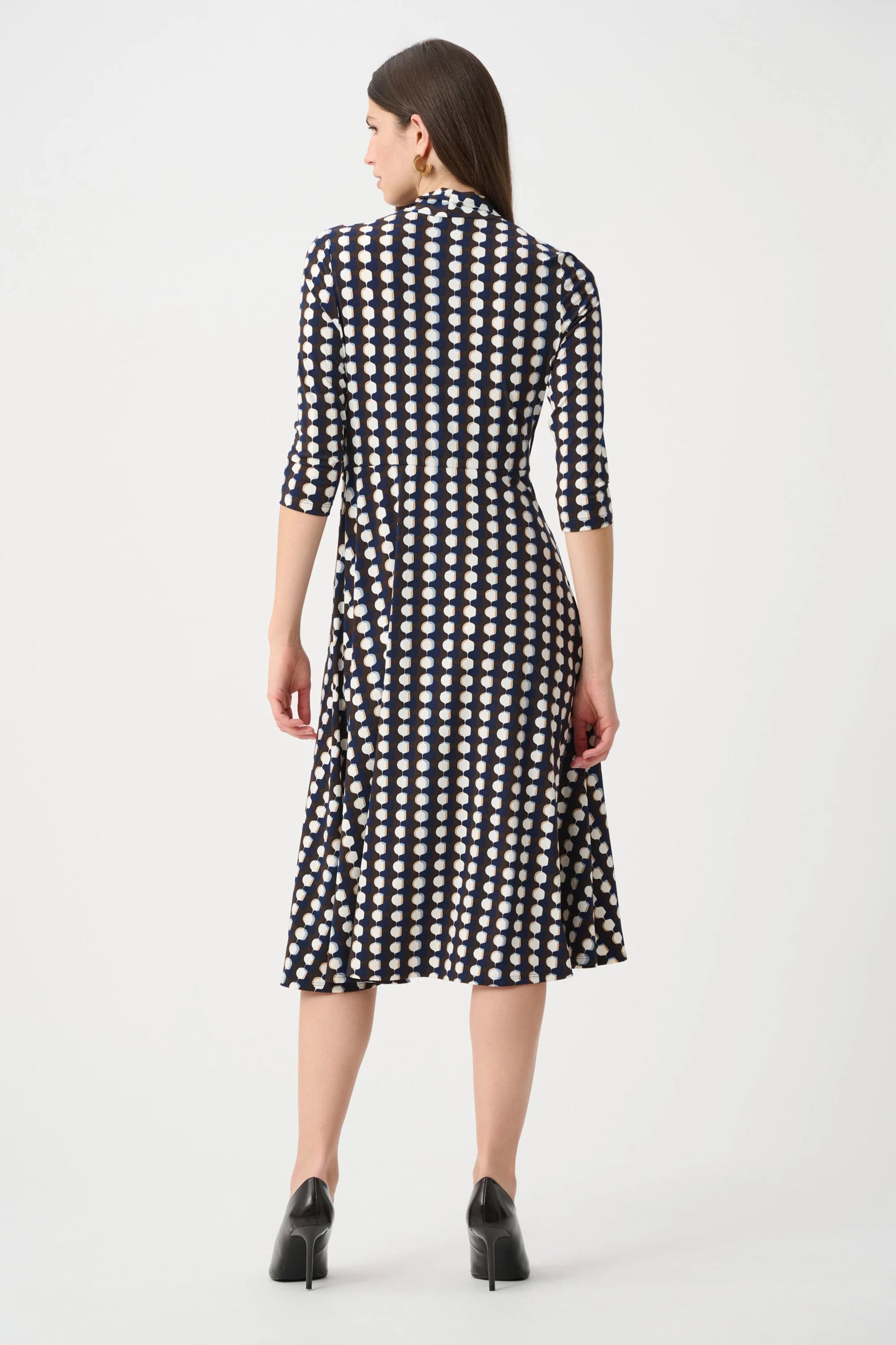 Geometric Print Fit And Flare Wrap Dress