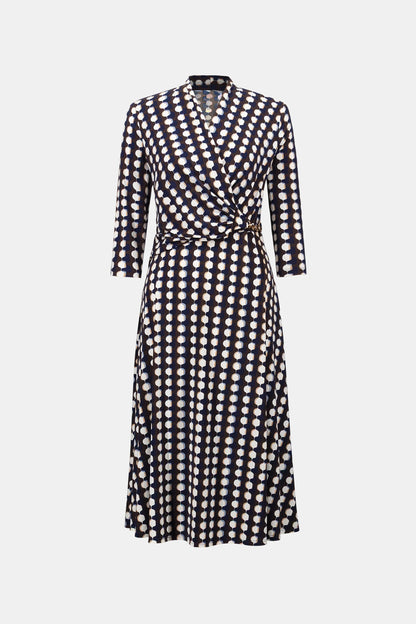Geometric Print Fit And Flare Wrap Dress