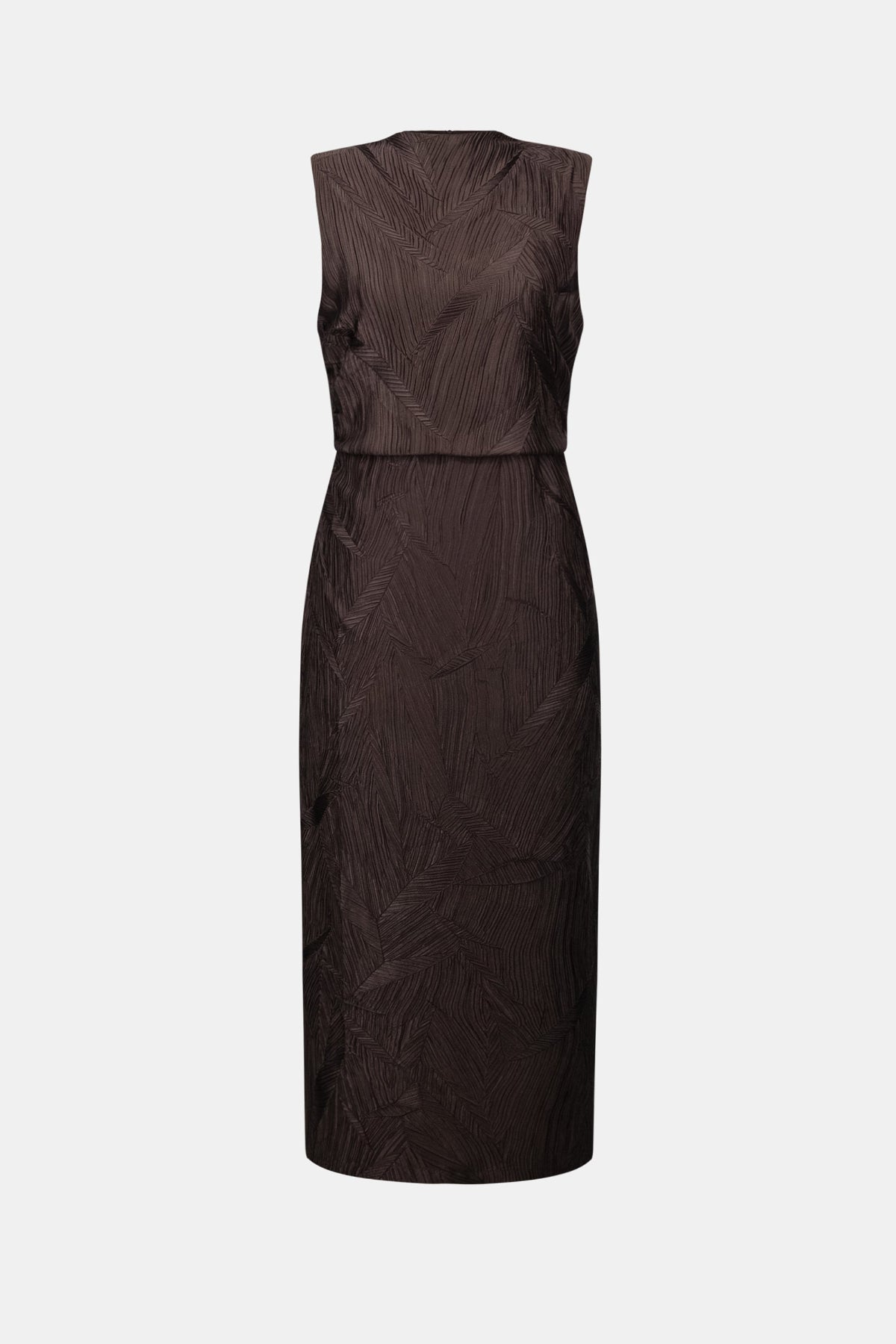 Pleated Satin Sleeveless Midi Dress