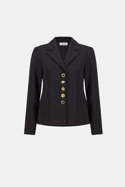 Scuba Crepe Fitted Blazer With Statement Buttons