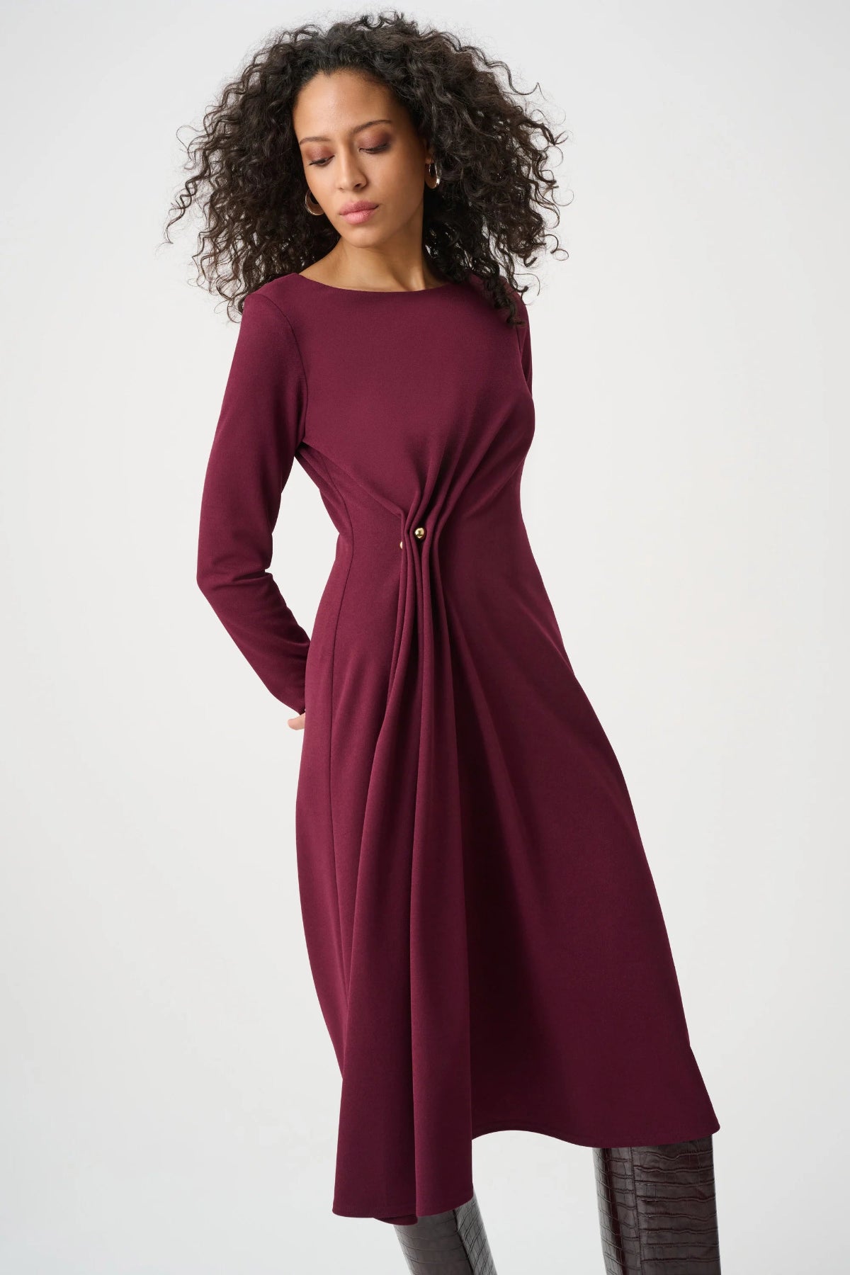 Joseph Ribkoff Scuba Crepe Draped Front Sheath Dress