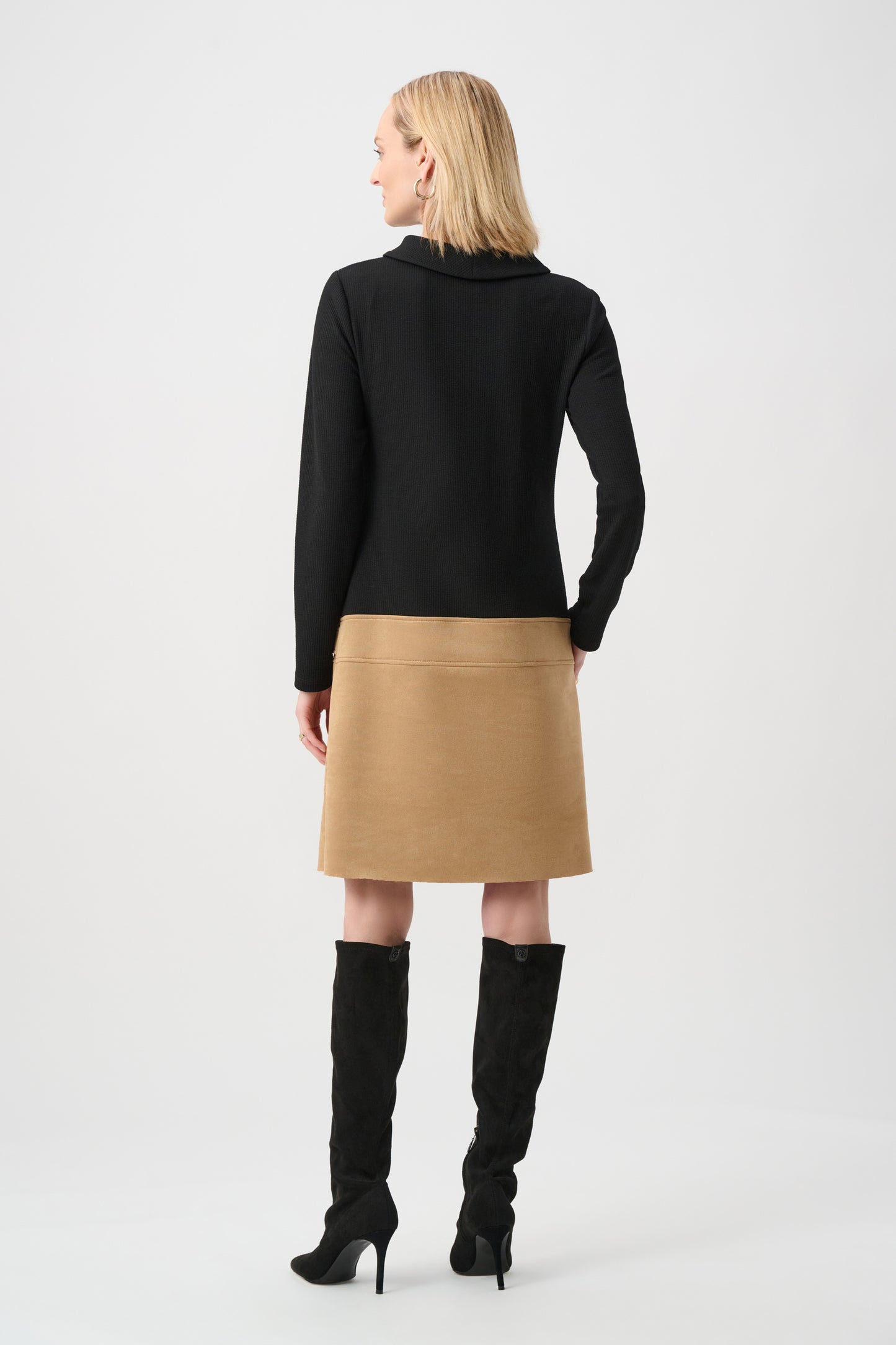 Knit and Suede Hybrid Mini Shift Dress